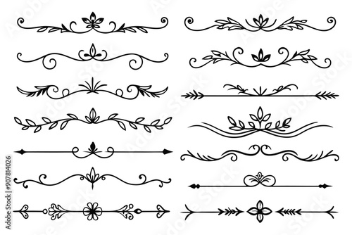 Collection of Decorative Ornamental Line Dividers