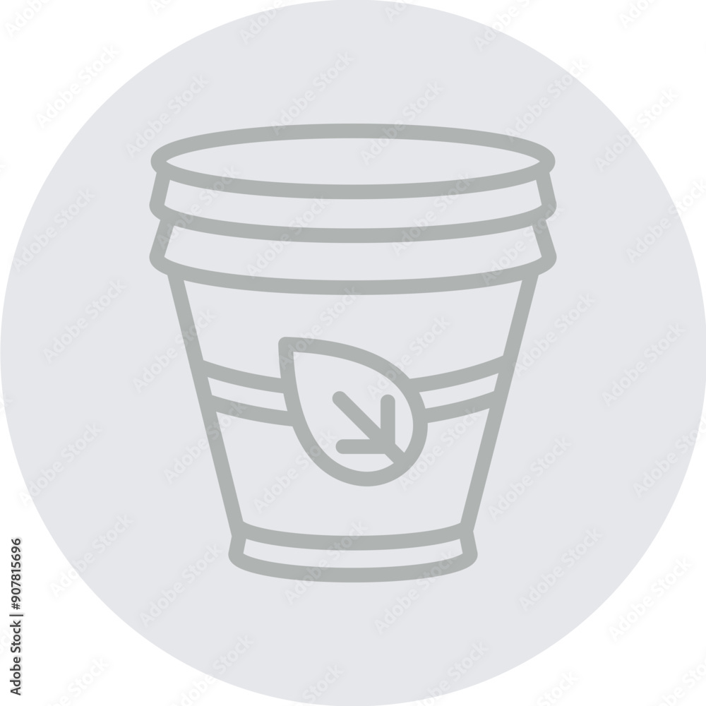 Bioplastics packaging Vector Line Grey Circle Grey Bioplastics packaging Vector Line Grey Circle Grey