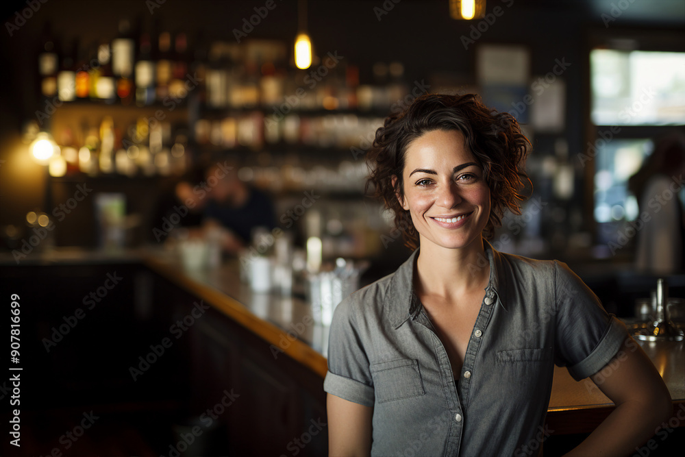 Classic bar pub with professional bartender barkeeper barman, Generative AI illustration photo Classic bar pub with professional bartender barkeeper barman, Generative AI illustration photo