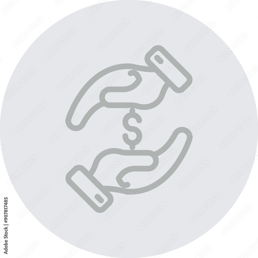Hand Giving Vector Line Grey Circle Grey Hand Giving Vector Line Grey Circle Grey