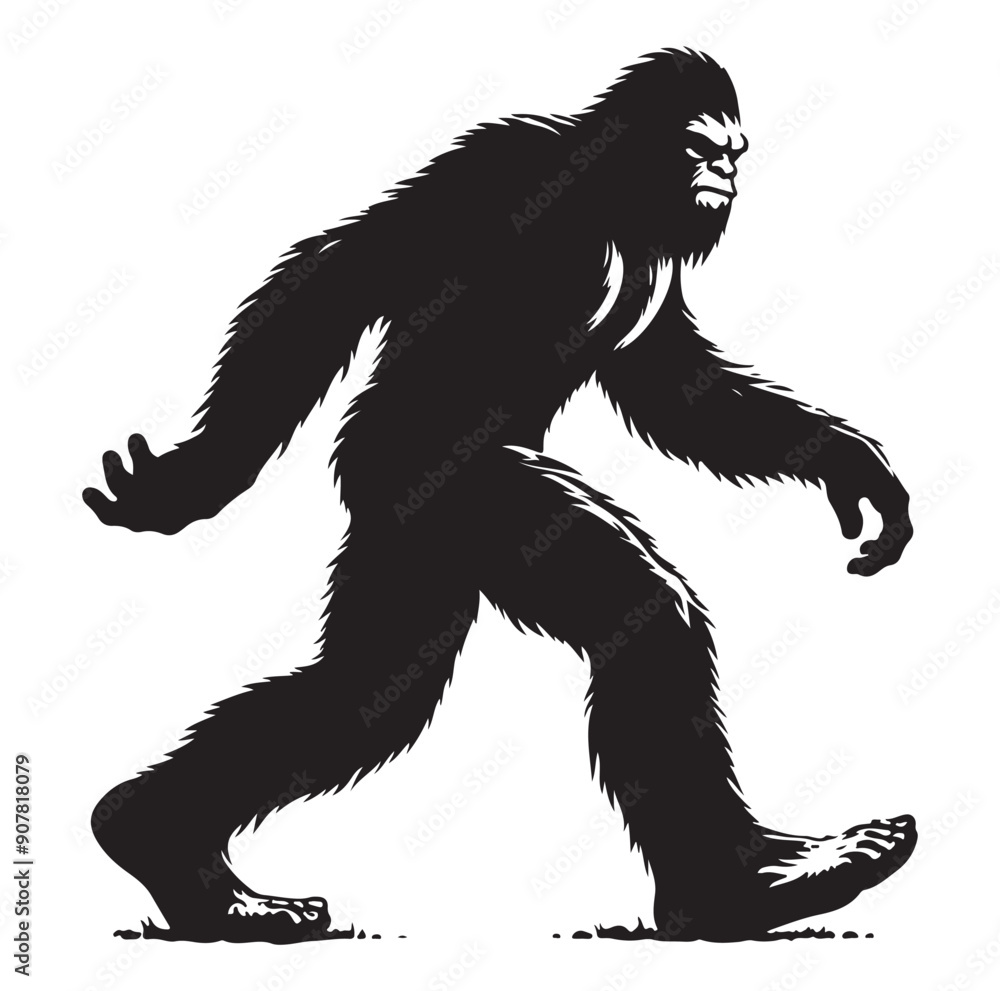Fototapeta premium Bigfoot silhouette vector art.