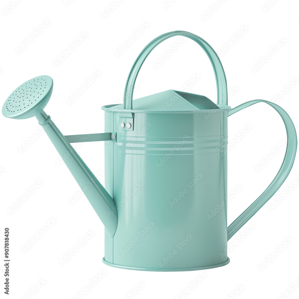 Mint Green Metal Watering Can Isolated on White Background. Mint Green Metal Watering Can Isolated on White Background.