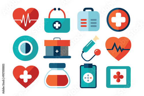 A Collection of Flat Medical and Healthcare Icons