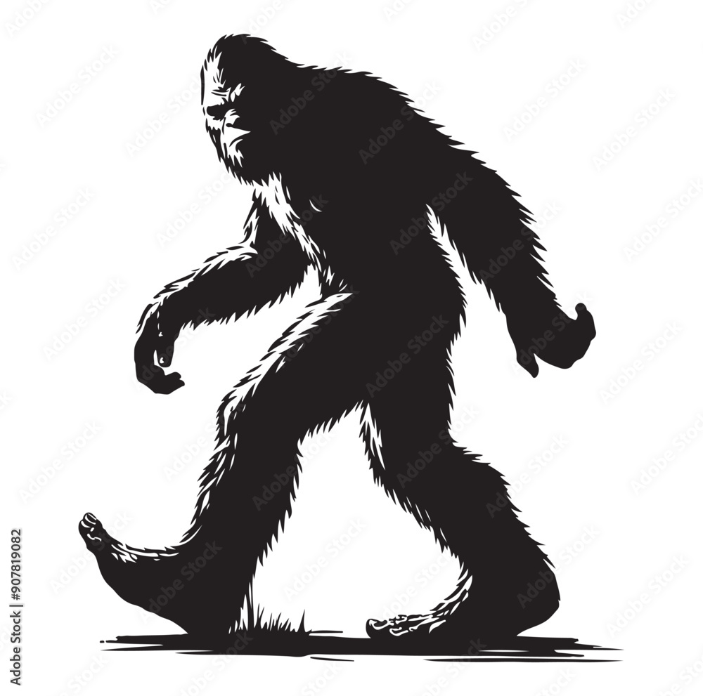Fototapeta premium Bigfoot silhouette vector art.
