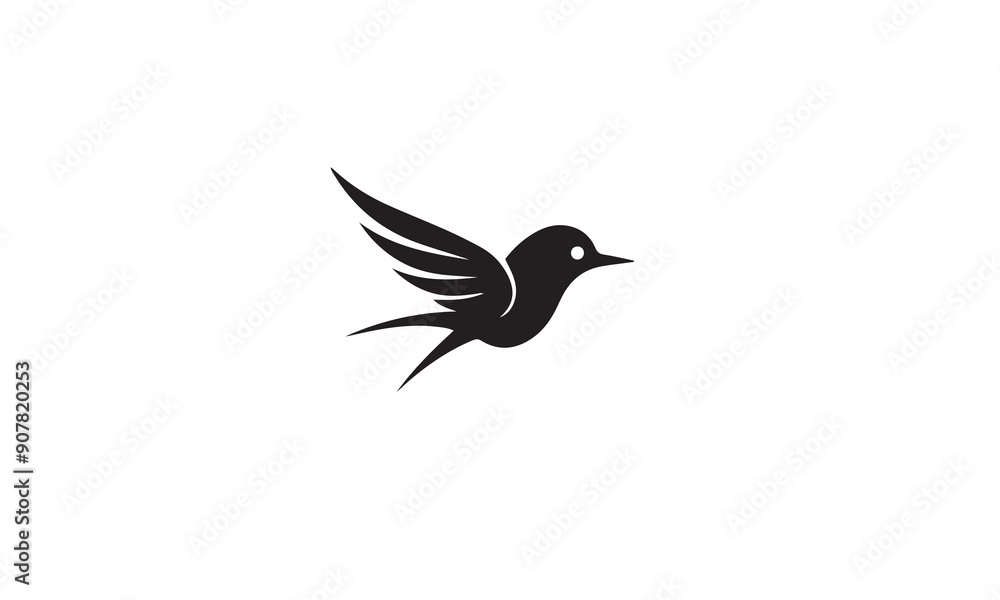 Obraz premium bird logo design black simple flat icon on white background