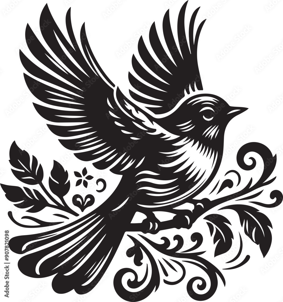 Fototapeta premium Robin silhouette vector illustration EPS file