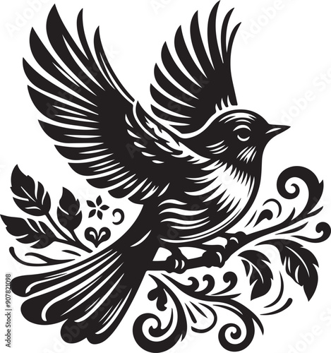 Robin silhouette vector illustration EPS file