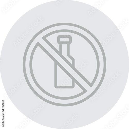 No Alcohol Vector Line Grey Circle Grey