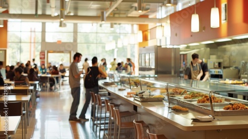 Blurred Interior of a Cafeteria.