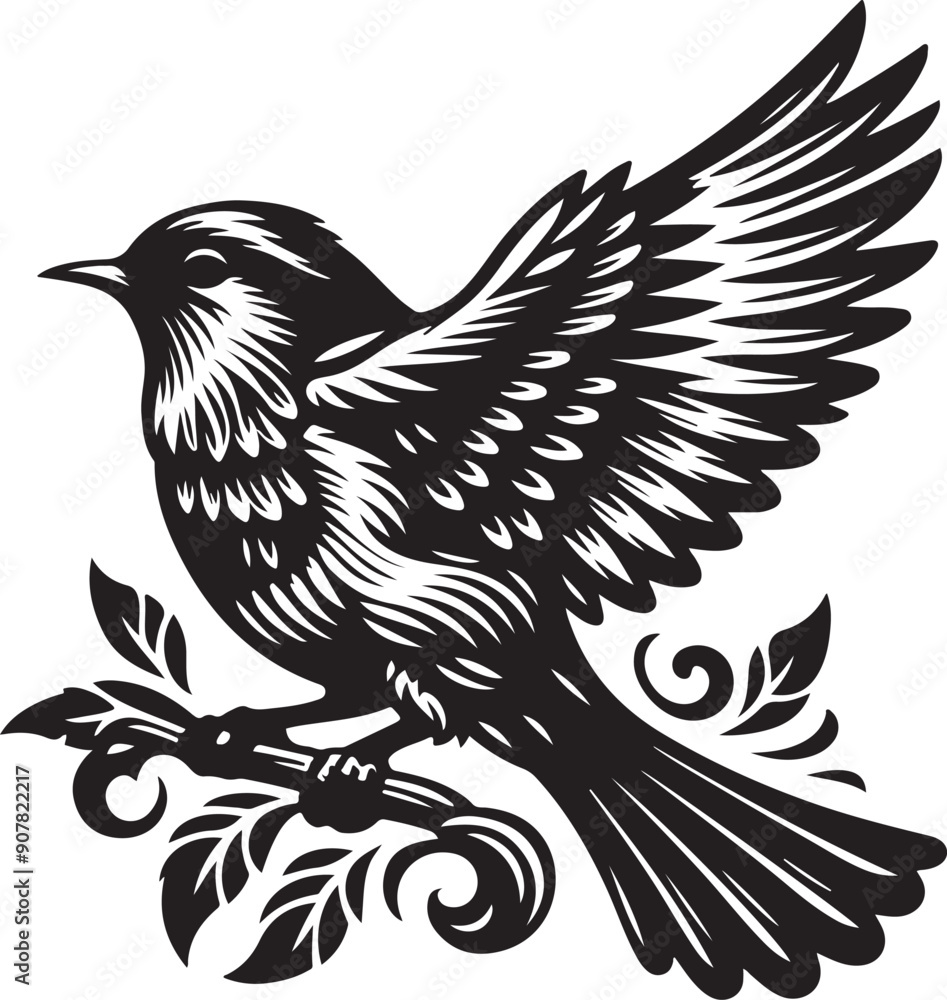 Obraz premium Robin silhouette vector illustration EPS file