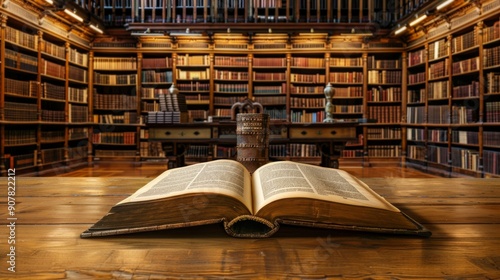 Open Book in Library Setting.