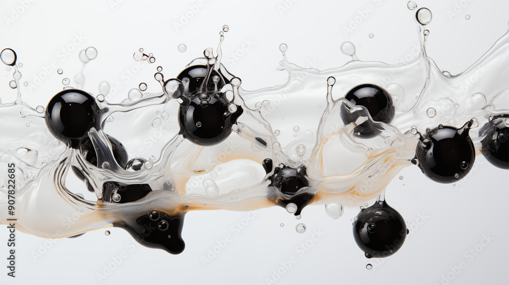 Black Bubbles on White Background, Abstract Image, Texture, Pattern, Wallpaper, Cover and Screen of Smartphone, Cell Phone, Computer, Laptop, 9:16 and 16:9 Format