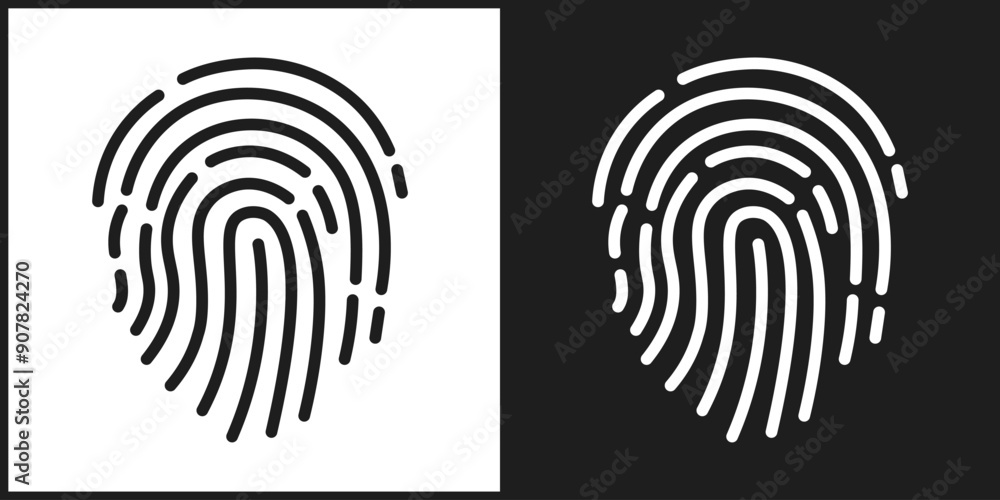 Fingerprint Icon in Black and White Variations Fingerprint Icon in Black and White Variations