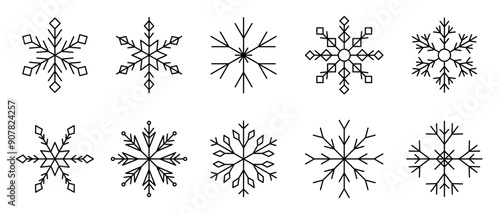 Collection of Intricate Snowflake Vector Designs