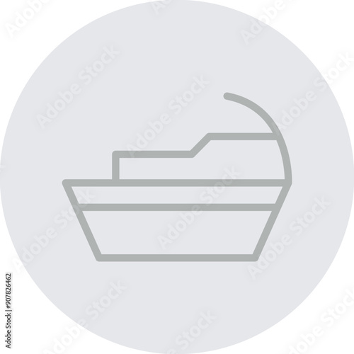 Jetski Vector Line Grey Circle Grey