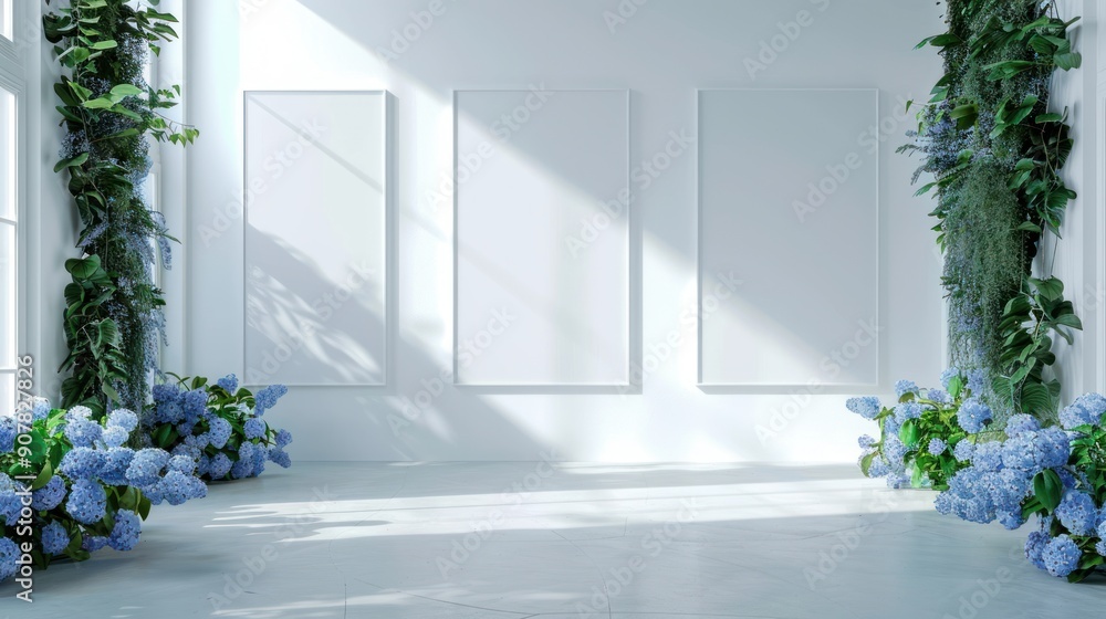 The elegance in Simplicity Minimalist Studio is set against a beautiful floral backdrop The elegance in Simplicity Minimalist Studio is set against a beautiful floral backdrop