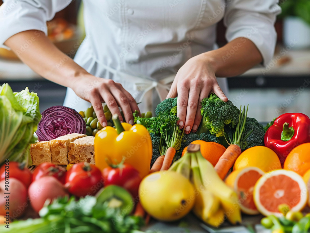 Preparing Fresh Seasonal Produce on a Kitchen Counter for Healthy Meal Preparation Preparing Fresh Seasonal Produce on a Kitchen Counter for Healthy Meal Preparation