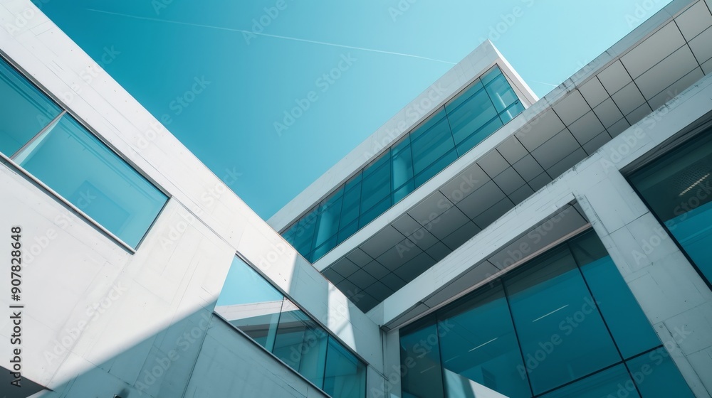 Modern Office Building with Glass Windows and Blue Sky. Modern Office Building with Glass Windows and Blue Sky.