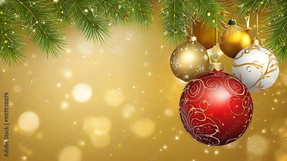 Christmas Ornaments Background - Festive Golden Glow with Red, Gold, and White Baubles - High Quality Holiday Image Christmas Ornaments Background - Festive Golden Glow with Red, Gold, and White Baubles - High Quality Holiday Image
