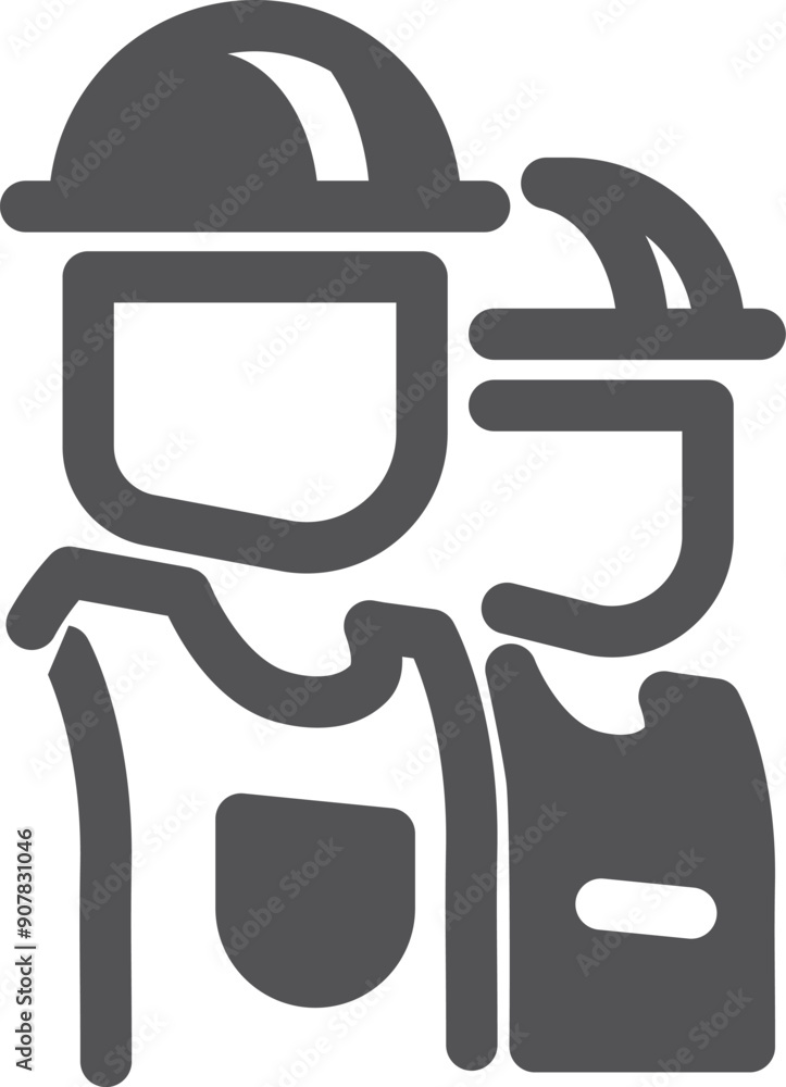 Men in hard hats. Workers and builders black icon Men in hard hats. Workers and builders black icon