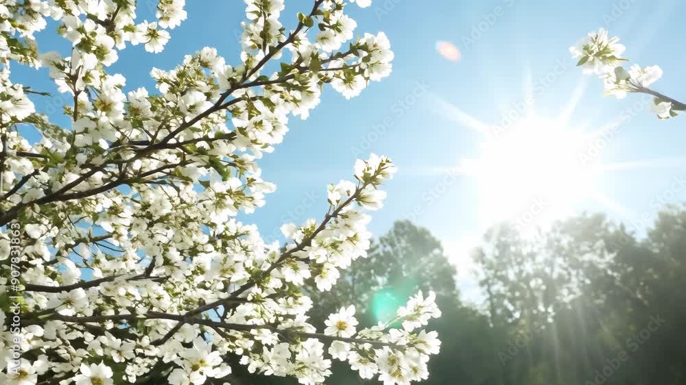 Cherry blossom close up, almond tree branch, blur Spring orchard Cherry blossom close up, almond tree branch, blur Spring orchard