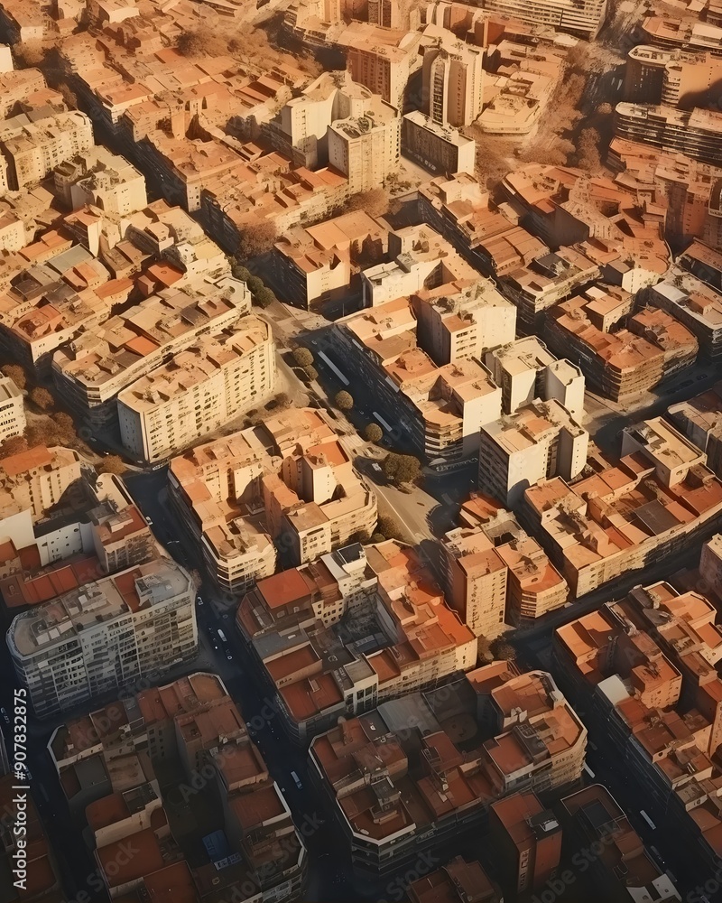 Aerial view of a densely packed urban landscape. Aerial view of a densely packed urban landscape.