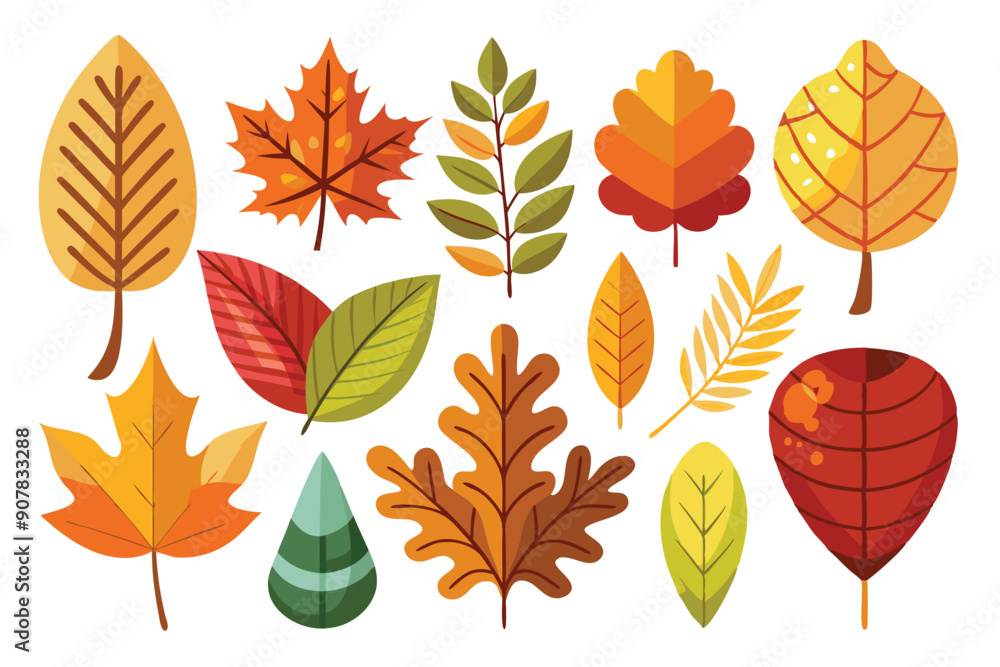 Obraz premium A Collection of Diverse Autumn Leaves in Various Colors