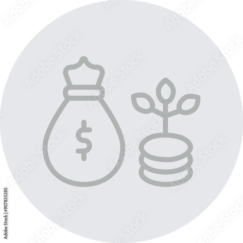 Wealth Vector Line Grey Circle Grey