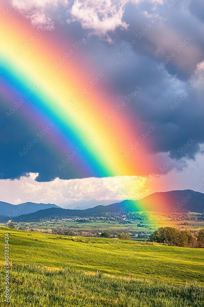 Regenbogen über grüner Wiese Regenbogen über grüner Wiese