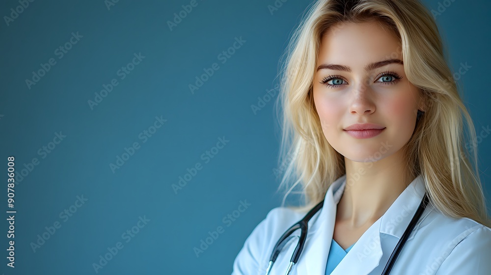 Confident Young Female Doctor in Medical Uniform. Professional Healthcare Worker Concept Confident Young Female Doctor in Medical Uniform. Professional Healthcare Worker Concept