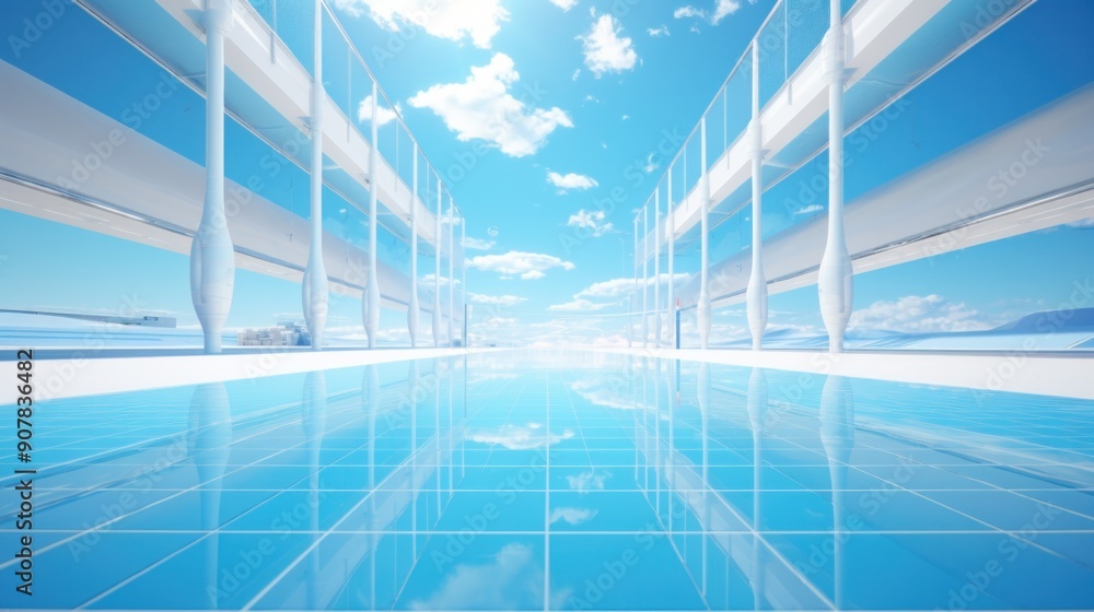 Obraz premium A volleyball court in a futuristic style