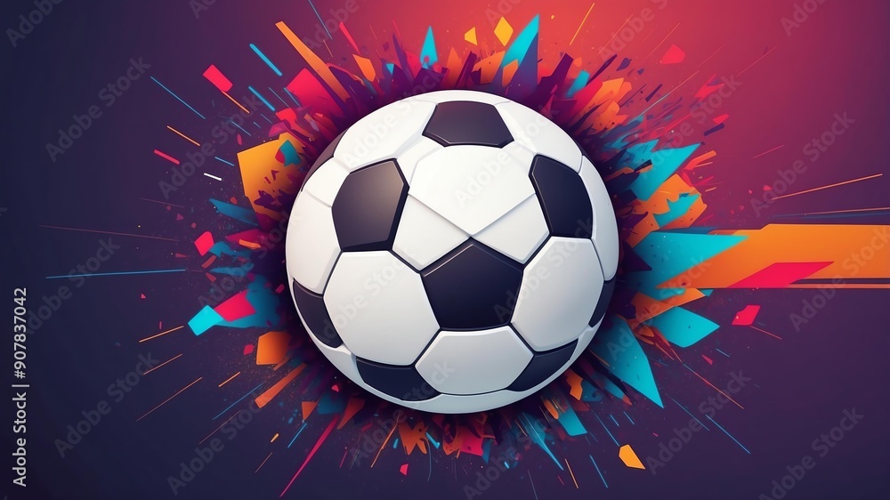 Naklejka premium abstract mosaic soccer banner with vibrant colors and background
