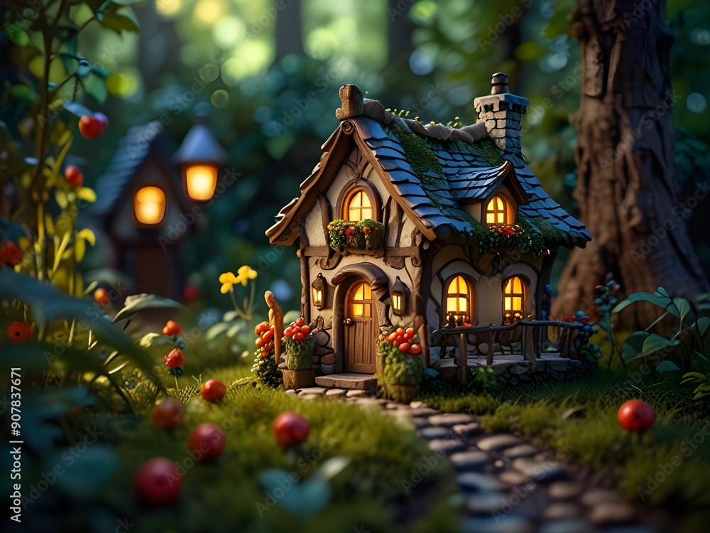 a charming little fairy tale fairy house in a fairy forest a charming little fairy tale fairy house in a fairy forest