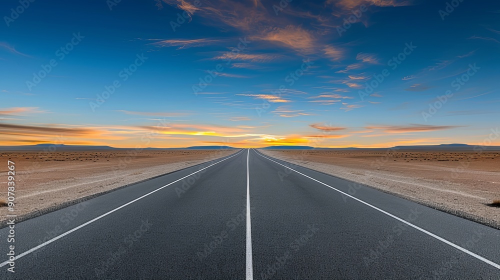 Realistic images with full HD resolution Highway in desert landscape at sunset with clear skies, wide open road, more clarity with clear light and sharp focus, high detailed Realistic images with full HD resolution Highway in desert landscape at sunset with clear skies, wide open road, more clarity with clear light and sharp focus, high detailed