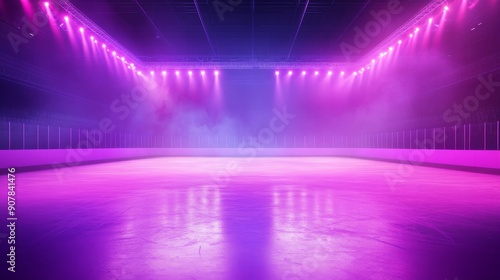 Neon-Lit Purple Ice Rink: Professional Arena Background