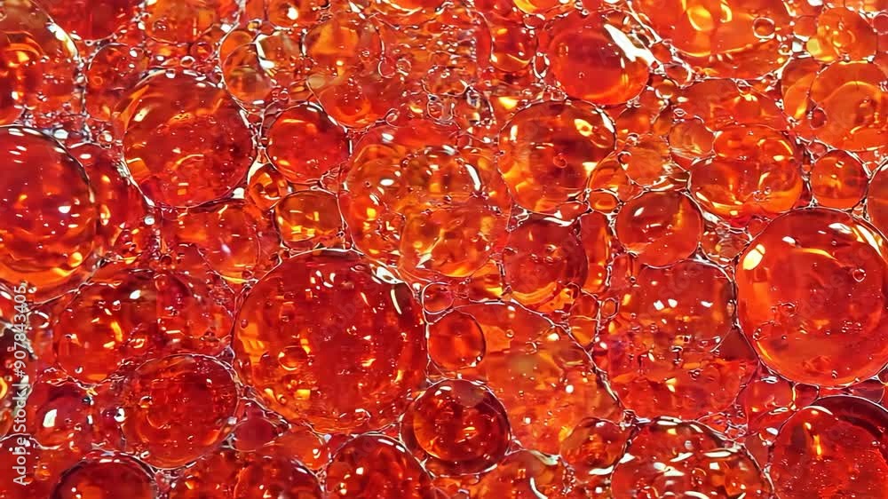 Dynamic red and orange bubbles swirling in liquid Dynamic red and orange bubbles swirling in liquid