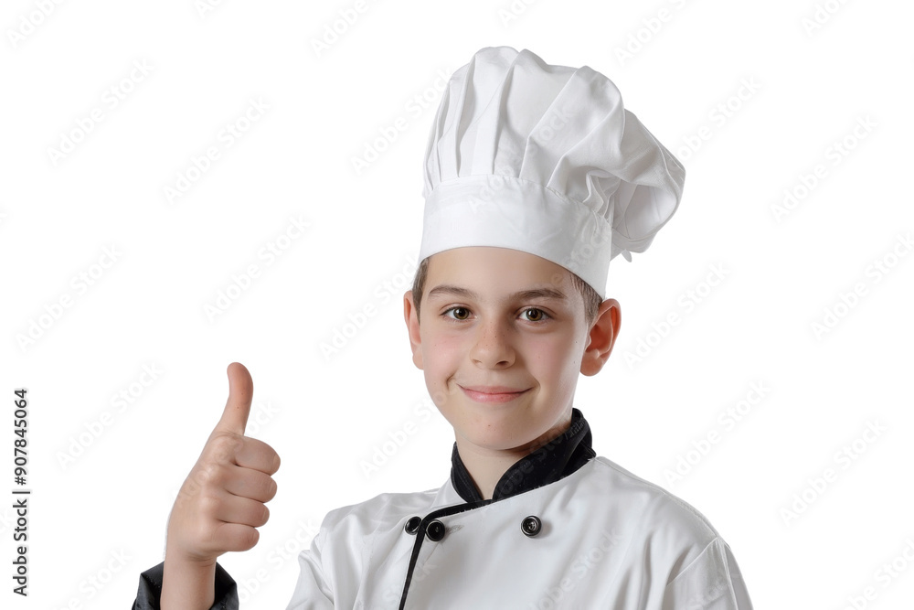Young chef giving a thumbs-up, isolated on white background Young chef giving a thumbs-up, isolated on white background