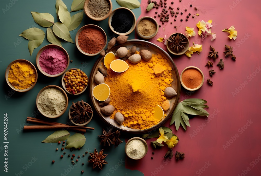 Gourmet Indian Cuisine: Variety of Traditional Dishes with Spices Gourmet Indian Cuisine: Variety of Traditional Dishes with Spices