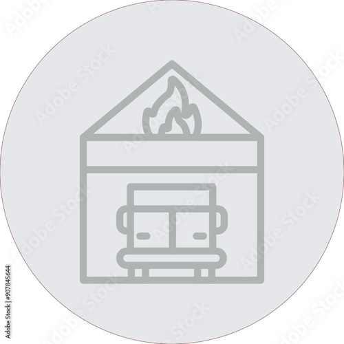 Fire station Vector Line Grey Circle Grey
