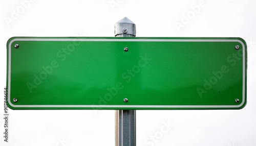 Green street sign isolated in white
