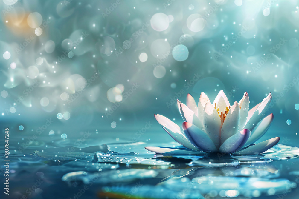 white lotus flower in water, background with copy space white lotus flower in water, background with copy space