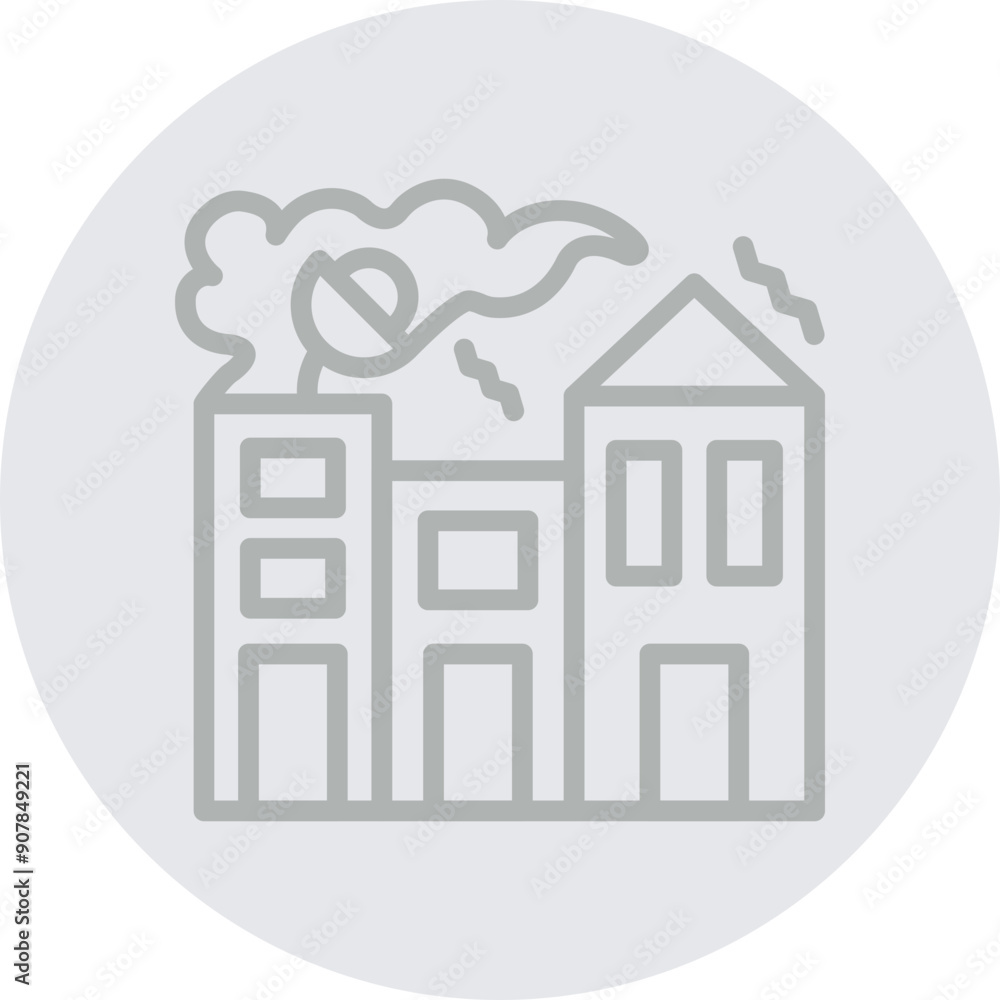 City Pollution Vector Line Grey Circle Grey City Pollution Vector Line Grey Circle Grey