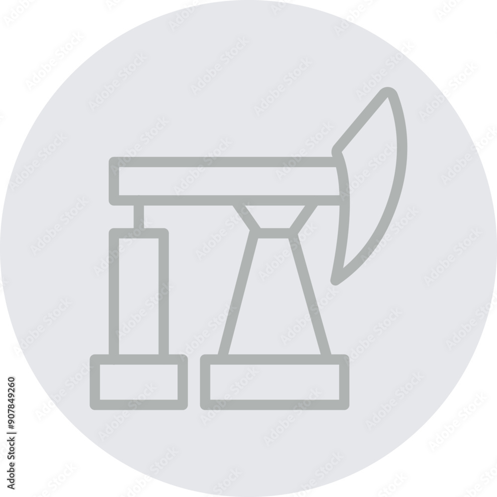 Oil Platform Vector Line Grey Circle Grey Oil Platform Vector Line Grey Circle Grey