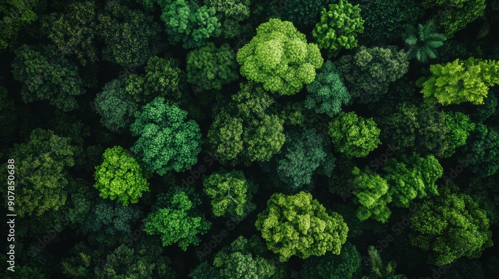 Sustainable forestry practices aerial view, showing a healthy forest with mixed-aged trees Sustainable forestry practices aerial view, showing a healthy forest with mixed-aged trees
