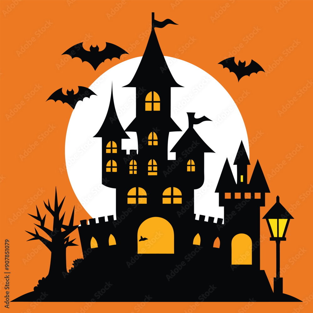 halloween background with castle halloween background with castle