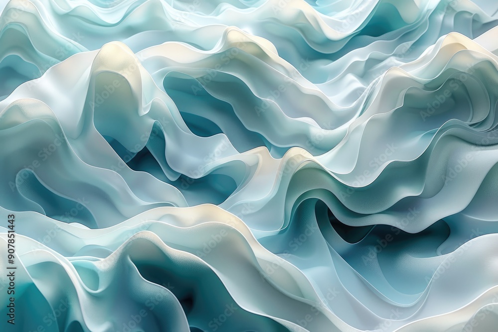 Obraz premium Abstract waves in blue tones create a mesmerizing and tranquil ocean-like texture, perfect for modern artistic backgrounds.
