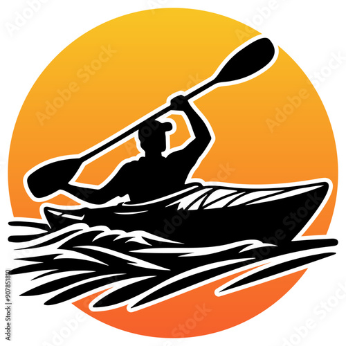 Kayaking Race Silhouette.