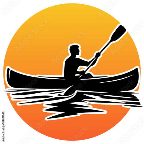 Kayaking Race Silhouette.