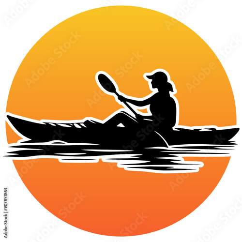 Kayaking Race Silhouette.