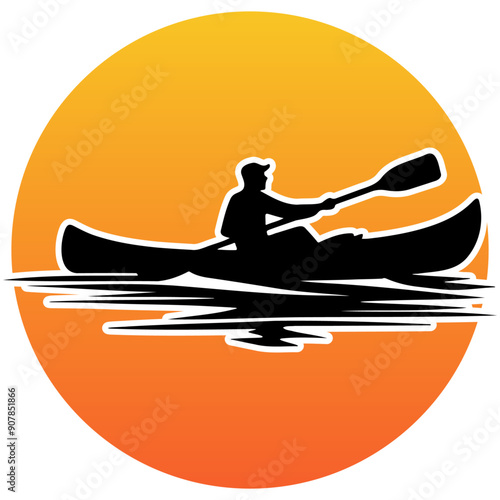 Kayaking Race Silhouette.